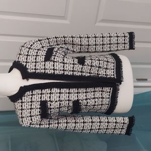 Houndstooth Jacket w/ Bead Embellished Trim